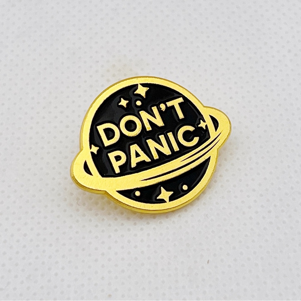 gold don't panic pin